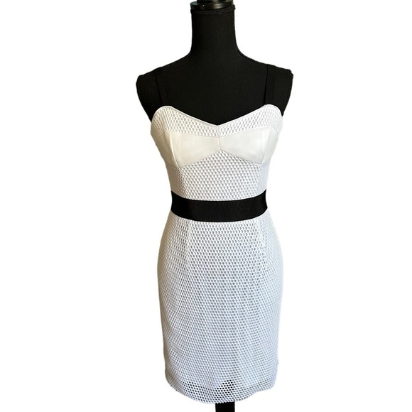 Milly Black & White Bustier Dress with Mess Overlay Size 4 - Picture 5 of 17